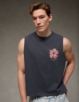 AE Boxy Fit Destination Graphic Muscle Tank | American Eagle