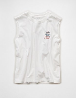 AE Boxy Fit Ice Cream Graphic Muscle Tank | American Eagle