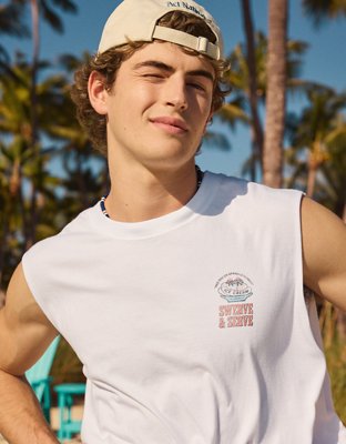 AE Boxy Destination Graphic Muscle Tank Top | American Eagle