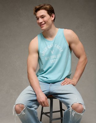 AE Standard Fit Lightweight Logo Graphic Tank Top | American Eagle