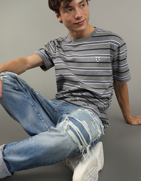 Мужские футболки American Eagle AE Flex Pique Striped T-Shirt