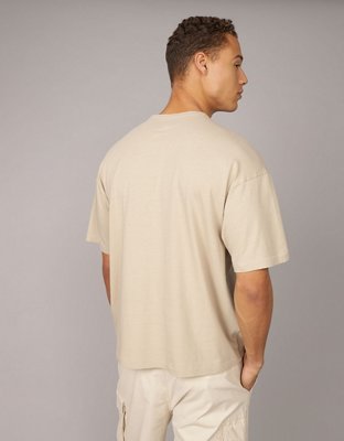 AE T-shirt Recta de Mezcla de Lino