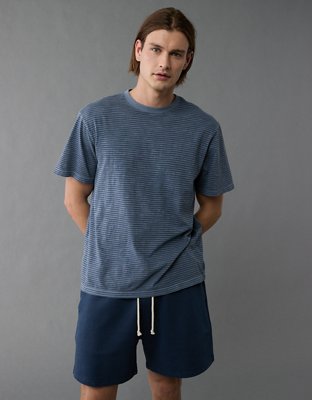 AE T-shirt Afelpada Rayada de Hilado Irregular