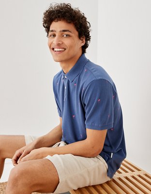 Мужские рубашки American Eagle AE Printed Polo Shirt — фото 4