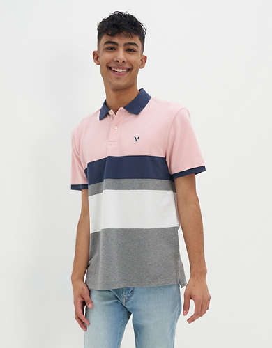 AE Striped Colorblock Polo Shirt