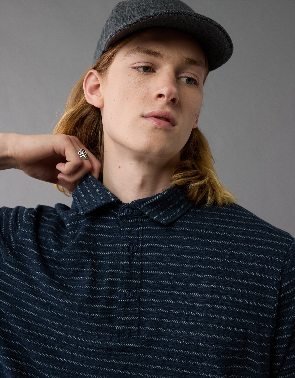 AE Jersey Striped Polo Shirt - image 2