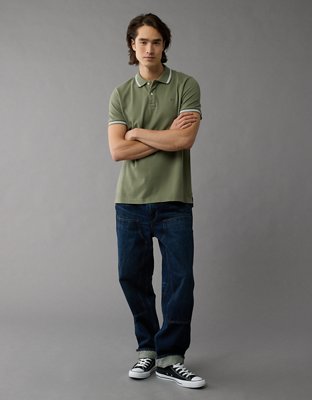AE Lived-In Stretch Pique Slim Fit Tipped Polo Shirt