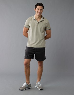 AE Camisa Polo Slim Fit Stretch Gastada y Decorada de Piqué