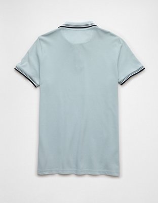 AE Camisa Polo Slim Fit Stretch Gastada y Decorada de Piqué