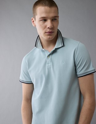 AE Camisa Polo Slim Fit Stretch Gastada y Decorada de Piqué