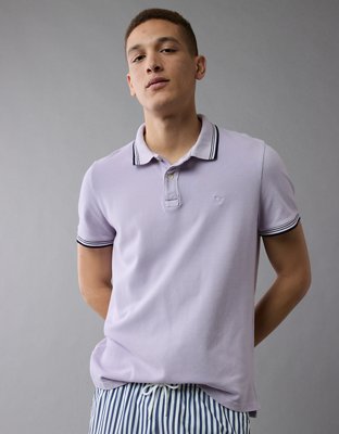 AE Camisa Polo Slim Fit Stretch Gastada y Decorada de Piqué