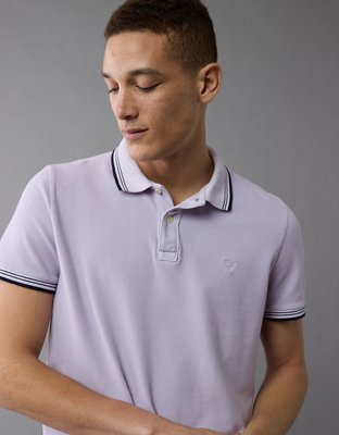 AE Camisa Polo Slim Fit Stretch Gastada y Decorada de Piqué
