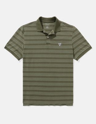 AE Flex Pique Striped Polo Shirt