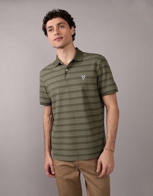AE Flex Pique Striped Polo Shirt