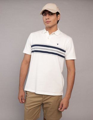 AE Flex Pique Striped Polo Shirt