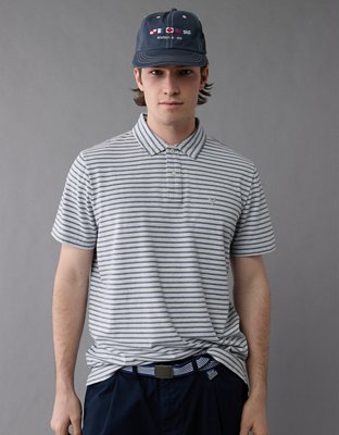 AE 24/7 Club Logo Striped Polo Shirt