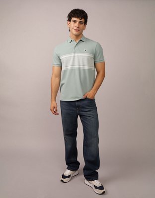 AE Logo Striped Polo Shirt