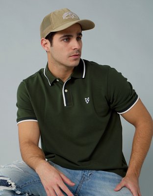 AE Camisa Polo Stretch Decorada de Piqué