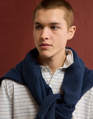 AE 24/7 Club Logo Striped Polo Shirt