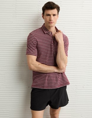 AE 24/7 Club Logo Striped Polo Shirt