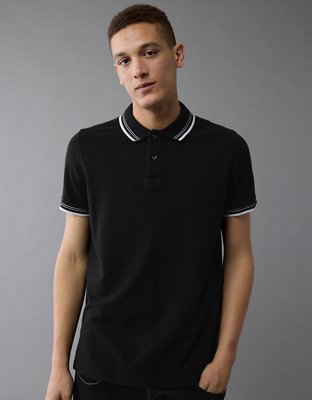 AE Lived-In Stretch Pique Slim Fit Tipped Polo Shirt