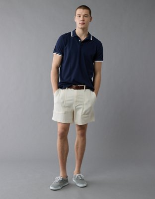AE Camisa Polo Slim Fit Stretch Gastada y Decorada de Piqué
