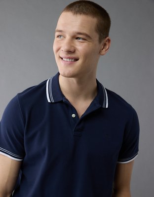 AE Lived-In Stretch Pique Slim Fit Tipped Polo Shirt