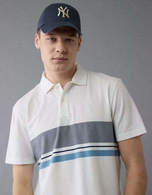 AE 24/7 Club Logo Striped Polo Shirt | American Eagle