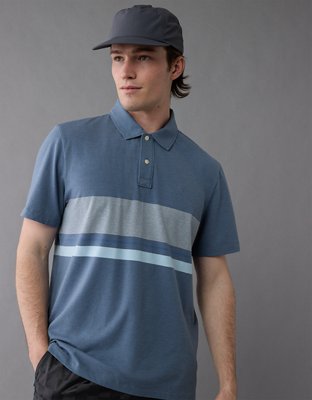 AE 24/7 Club Logo Striped Polo Shirt