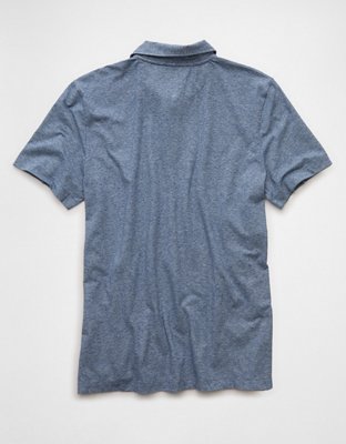 Мужское поло American Eagle AE 24/7 Standard Fit Club Pique Polo Shirt, цвет: Синий — фото 4