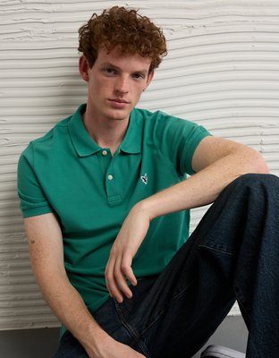 AE Logo Slim Fit Pique Polo Shirt