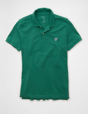 AE Slim Fit Logo Pique Polo Shirt | American Eagle