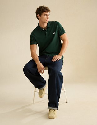 AE Slim Fit Logo Pique Polo Shirt