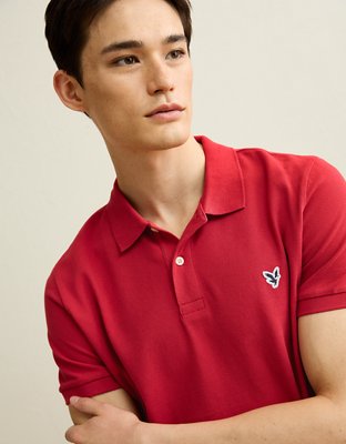 eaphi LOGO POLO SHIRT — ESSENCE AE Slim Fit Logo Pique Polo Shirt | American Eagle
