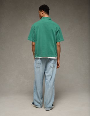 AE Boxy Johnny Collar Knit Polo Shirt