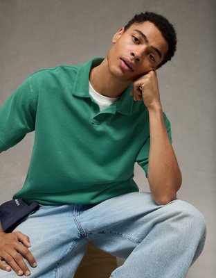 AE Boxy Johnny Collar Knit Polo Shirt from American Eagle - $54.95