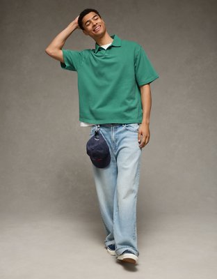 AE Boxy Johnny Collar Knit Polo Shirt