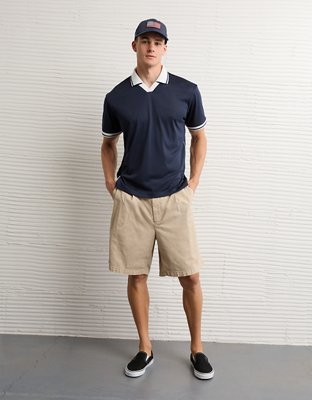 Мужское поло American Eagle AE Boxy Mesh Polo, цвет: Тёмно-синий — фото 5