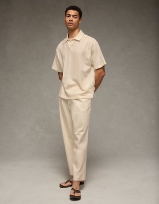 AE Boxy Johnny Collar Knit Polo Shirt