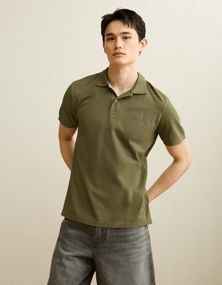 AE Standard Fit Lived-In Pique Polo Shirt