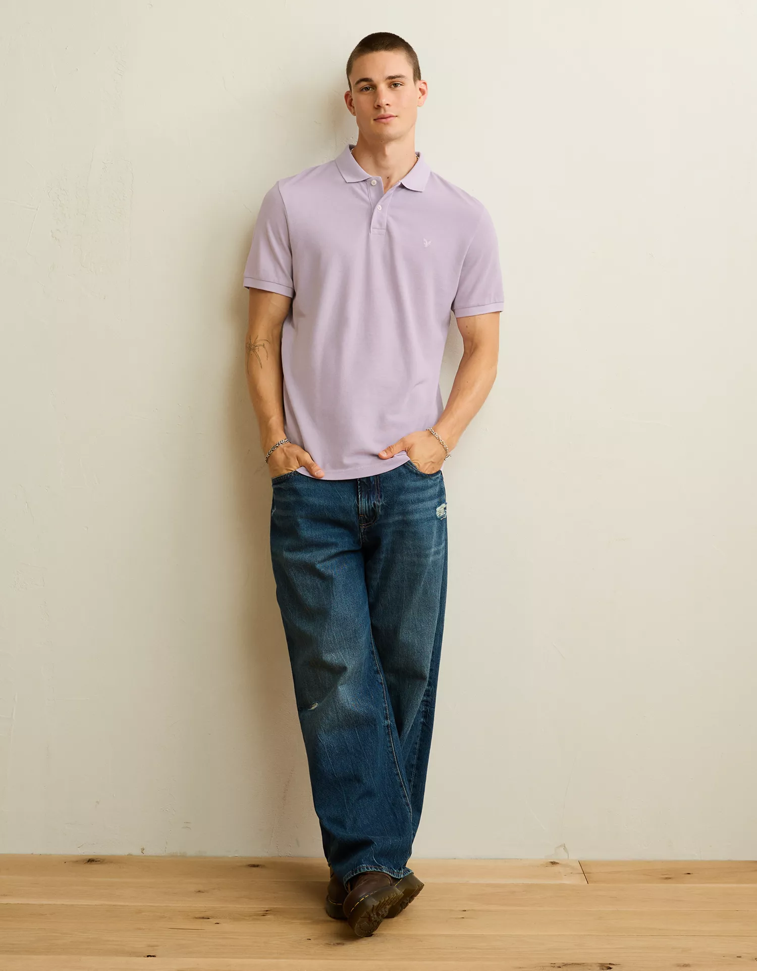 AE Standard Fit Lived-In Pique Polo Shirt - thumbnail 4