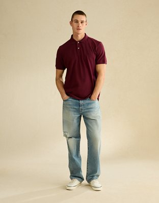 AE Standard Fit Lived-In Pique Polo Shirt