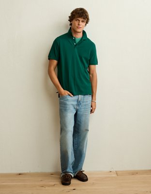 AE Standard Fit Lived-In Pique Polo Shirt