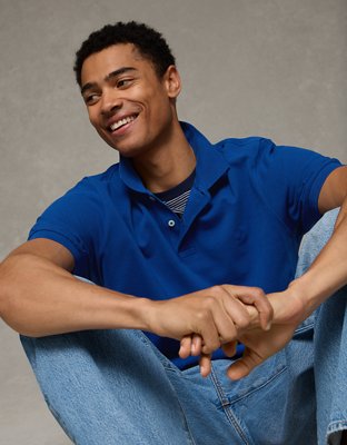 AE Standard Fit Lived-In Pique Polo Shirt