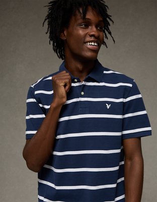 AE Standard Fit Logo Pique Polo Shirt | American Eagle