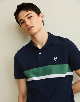 AE Slim Fit Logo Pique Polo Shirt | American Eagle
