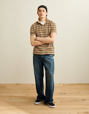 AE Standard Fit Lived-In Pique Polo Shirt