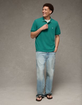 AE Pop Logo Standard Fit Pique Polo Shirt