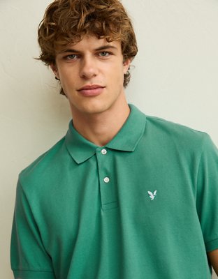 AE Standard Fit Pop Logo Pique Polo Shirt
