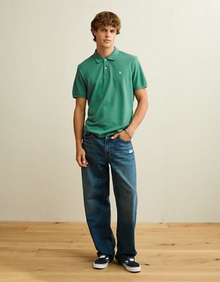 AE Standard Fit Pop Logo Pique Polo Shirt